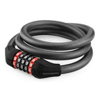 Rockbros RKS531 dviračio užraktas su 5 skaitmenų kodu, plieno kabelis, 120 cm, su LED apšvietimu - juodas -- Bicycle Locks