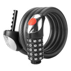 Rockbros RKS531 dviračio užraktas su 5 skaitmenų kodu, plieno kabelis, 180 cm, su LED apšvietimu - juodas -- Bicycle Locks