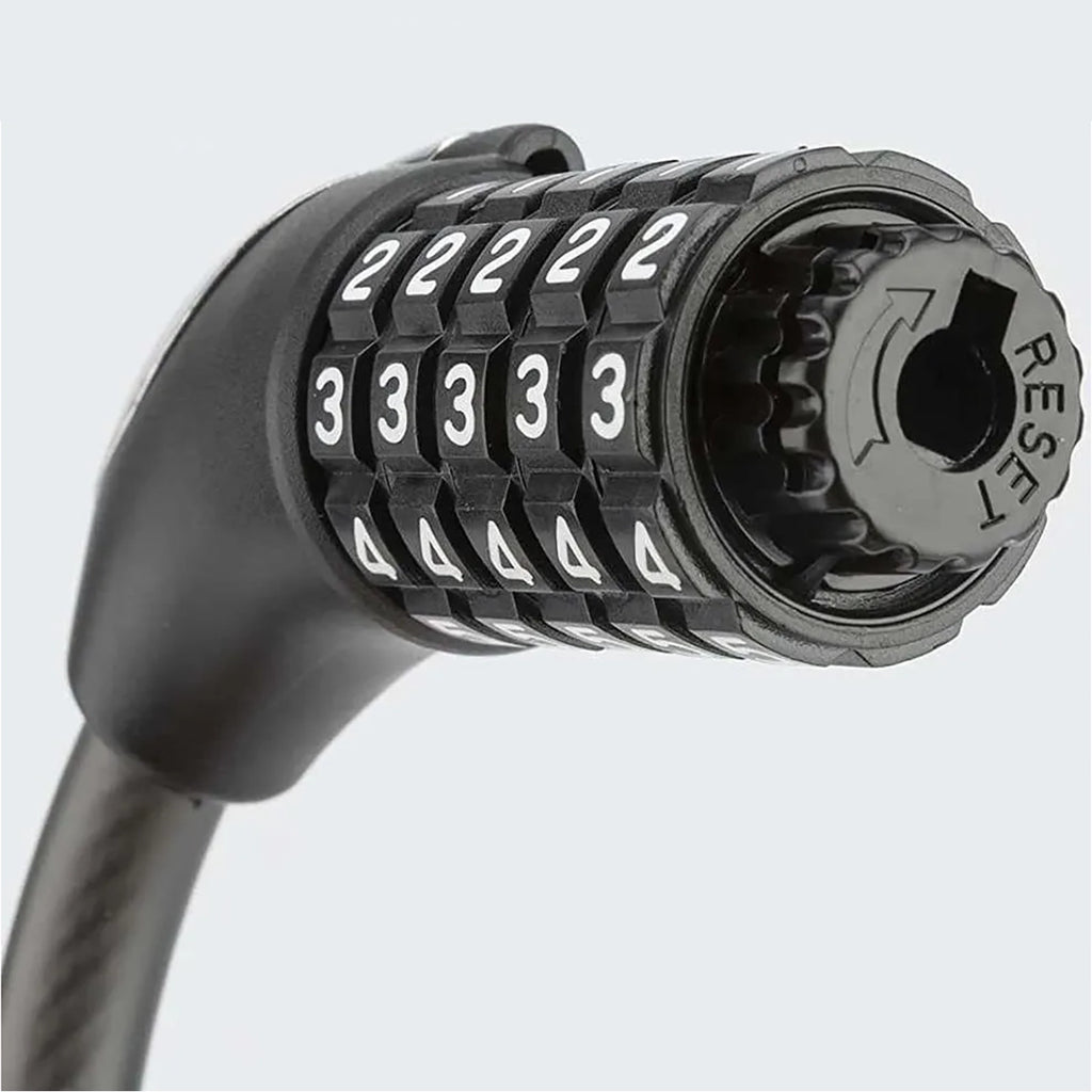 Rockbros RKS531 dviračio užraktas su 5 skaitmenų kodu, plieno kabelis, 180 cm, su LED apšvietimu - juodas -- Bicycle Locks