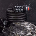 Rockbros RKS531 dviračio užraktas su 5 skaitmenų kodu, plieno kabelis, 180 cm, su LED apšvietimu - juodas -- Bicycle Locks