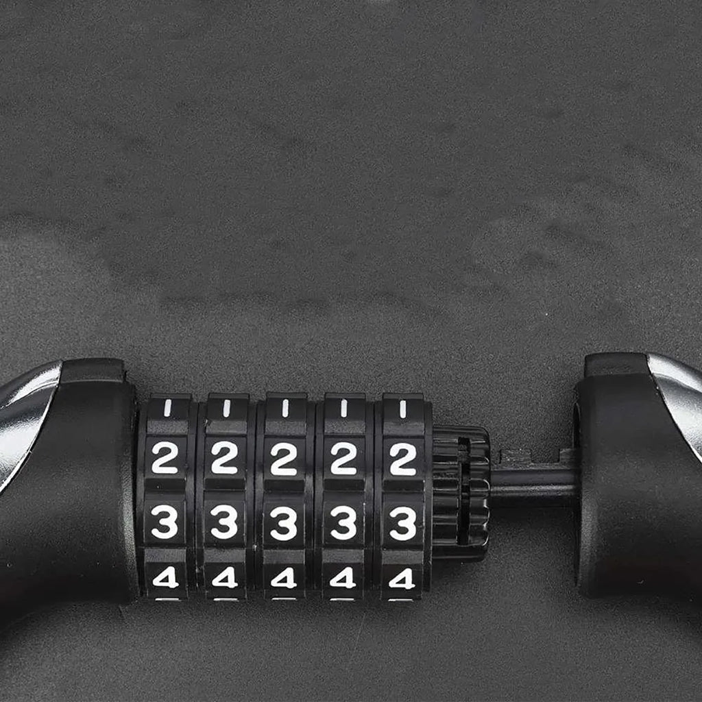 Rockbros RKS531 dviračio užraktas su 5 skaitmenų kodu, plieno kabelis, 180 cm, su LED apšvietimu - juodas -- Bicycle Locks