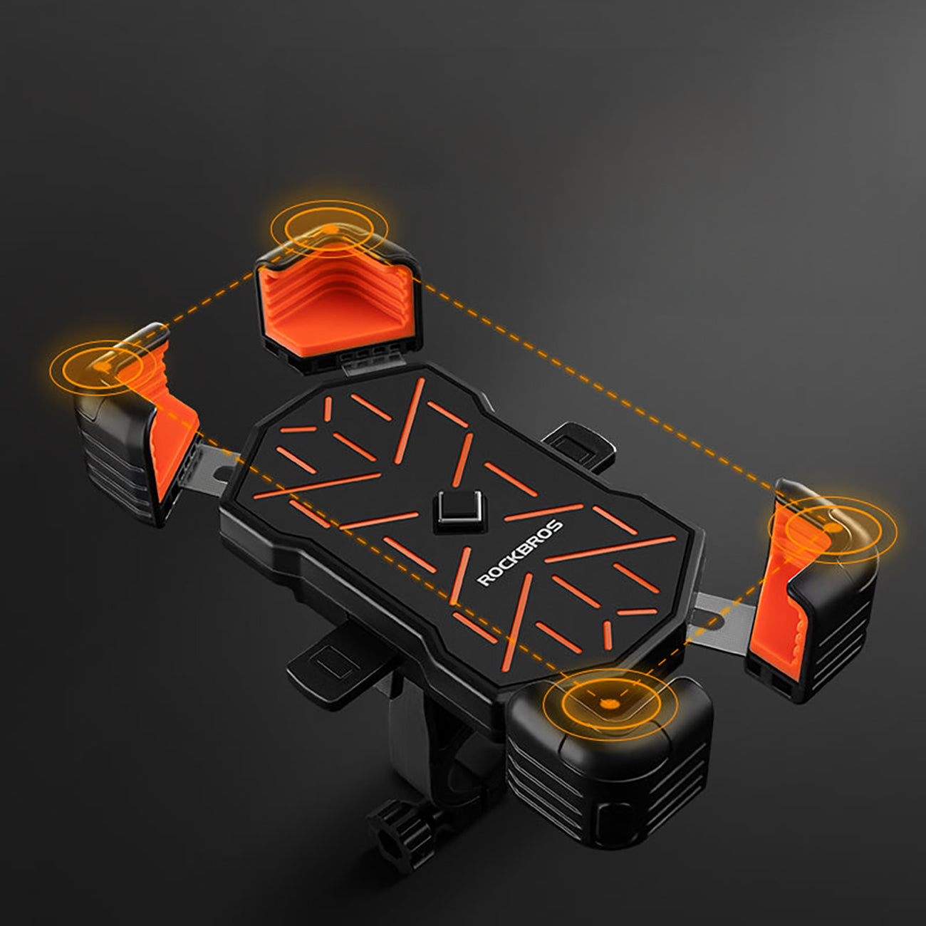Rockbros HW-117 Vairo žiabinto telefono laikiklis - juoda ir oranžinė -- Cell phone holders