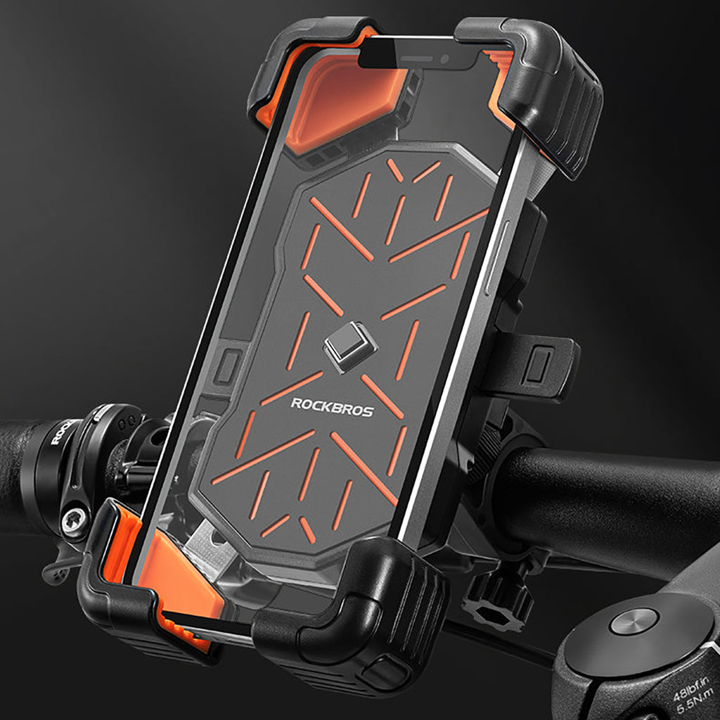 Rockbros HW-117 Vairo žiabinto telefono laikiklis - juoda ir oranžinė -- Cell phone holders