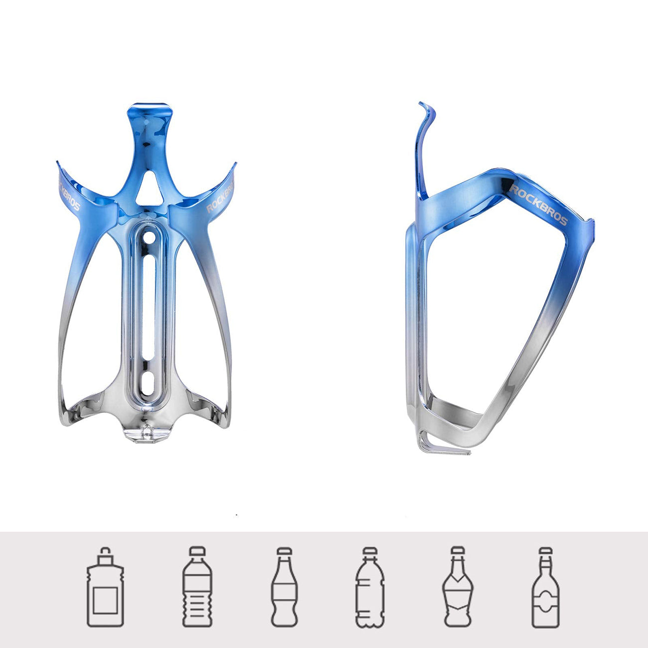 Rockbros RKL02 Aliuminio butelio laikiklis - Mėlyna ir sidabrinė -- Bicycle Bottle Cages