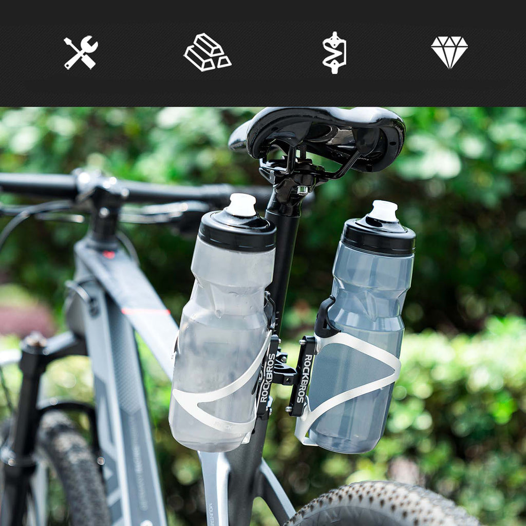 Rockbros KS-415 reguliuojamas aliuminio butelio laikikilčio adapteris - juodas -- Bicycle Bottle Cages