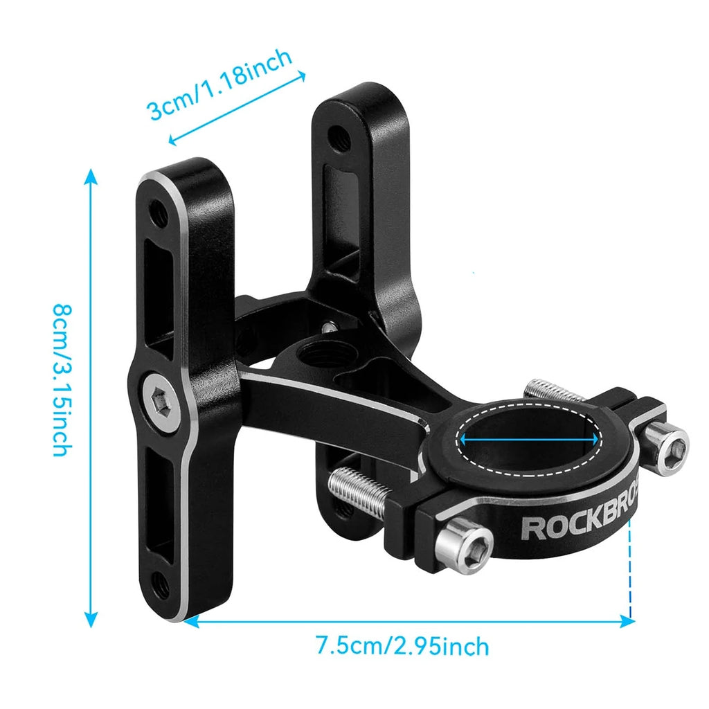 Rockbros KS-415 reguliuojamas aliuminio butelio laikikilčio adapteris - juodas -- Bicycle Bottle Cages