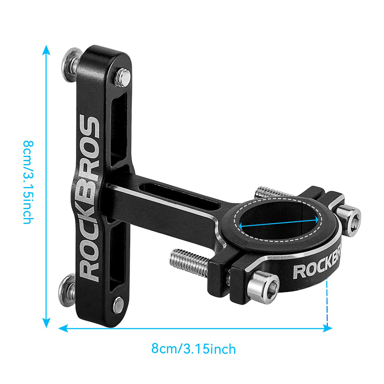 Rockbros KS-416 reguliuojamas aliuminio butelio laikikilčio adapteris - juodas -- Bicycle Bottle Cages