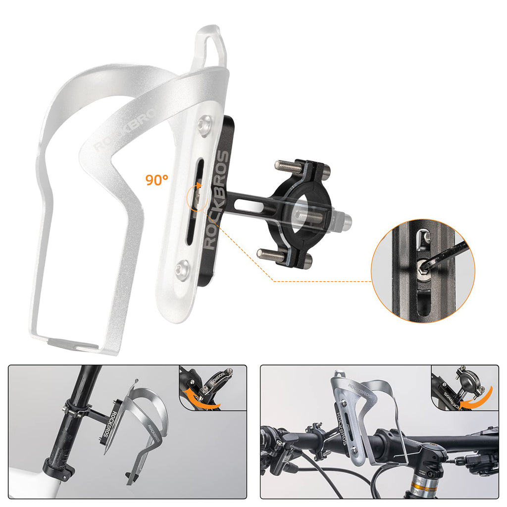 Rockbros KS-416 reguliuojamas aliuminio butelio laikikilčio adapteris - juodas -- Bicycle Bottle Cages
