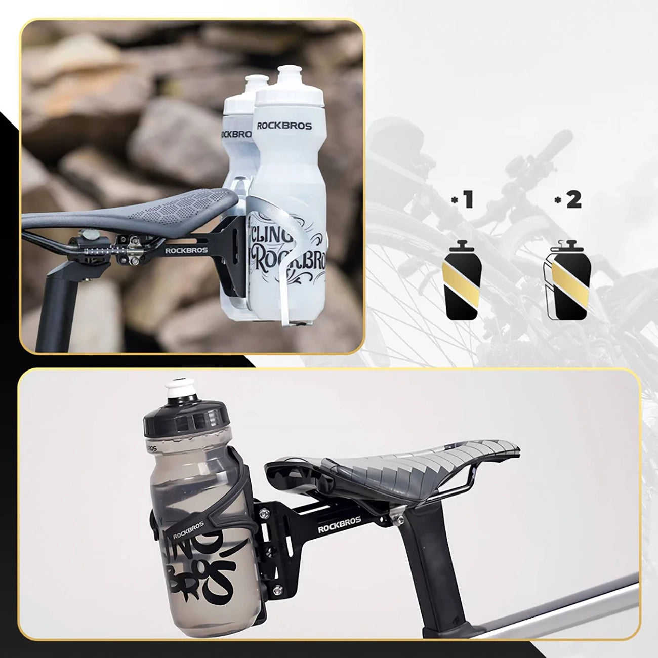 Rockbros 31210003001 butelio laikikilčio adapteris aliuminio sėdynei - juodas -- Bicycle Bottle Cages
