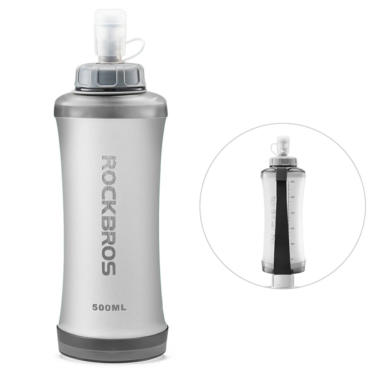 Rockbros 350017001 minkšta bėgimo vandeni kolba 500 ml - balta -- Sports Water Bottles