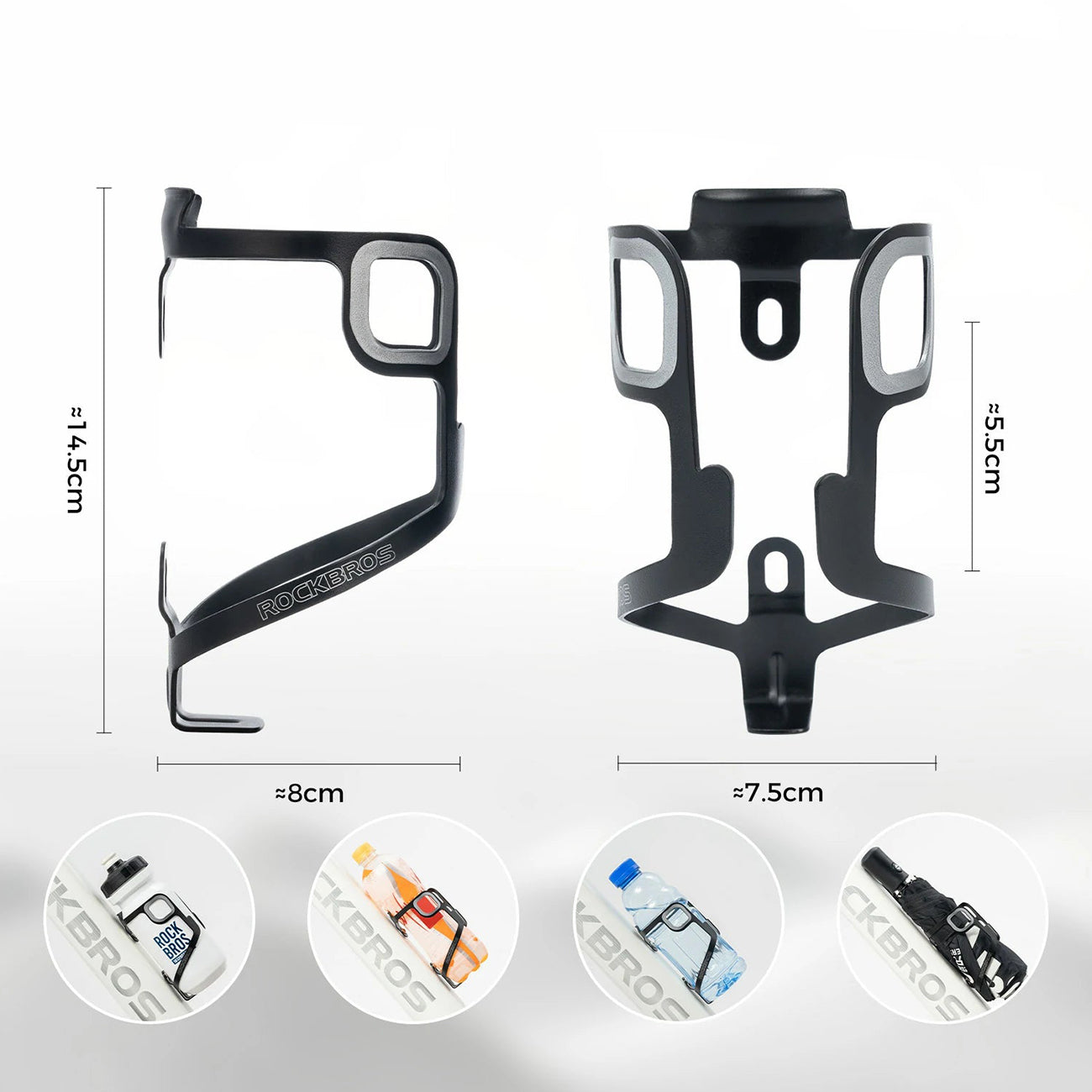 Rockbros BBC2504 Ultralegvasis aliuminio butelio laikiklis - juodas -- Bicycle Bottle Cages