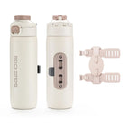 Rockbros S550H-1 700 ml šiluminis butelis su magnetiniu laikikiu ir tvirtinimo juostele - kreminės spalvos -- Cycling...