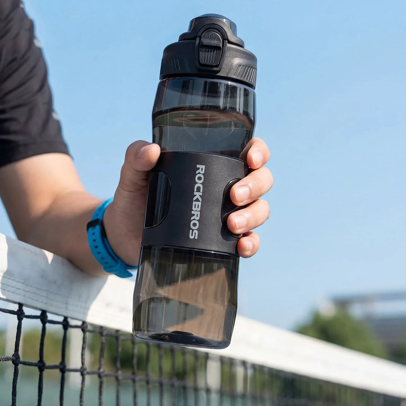 Rockbros S550H-1 700 ml šiluminis butelis su magnetiniu laikikiu ir tvirtinimo juostele - juodas -- Cycling Accessories