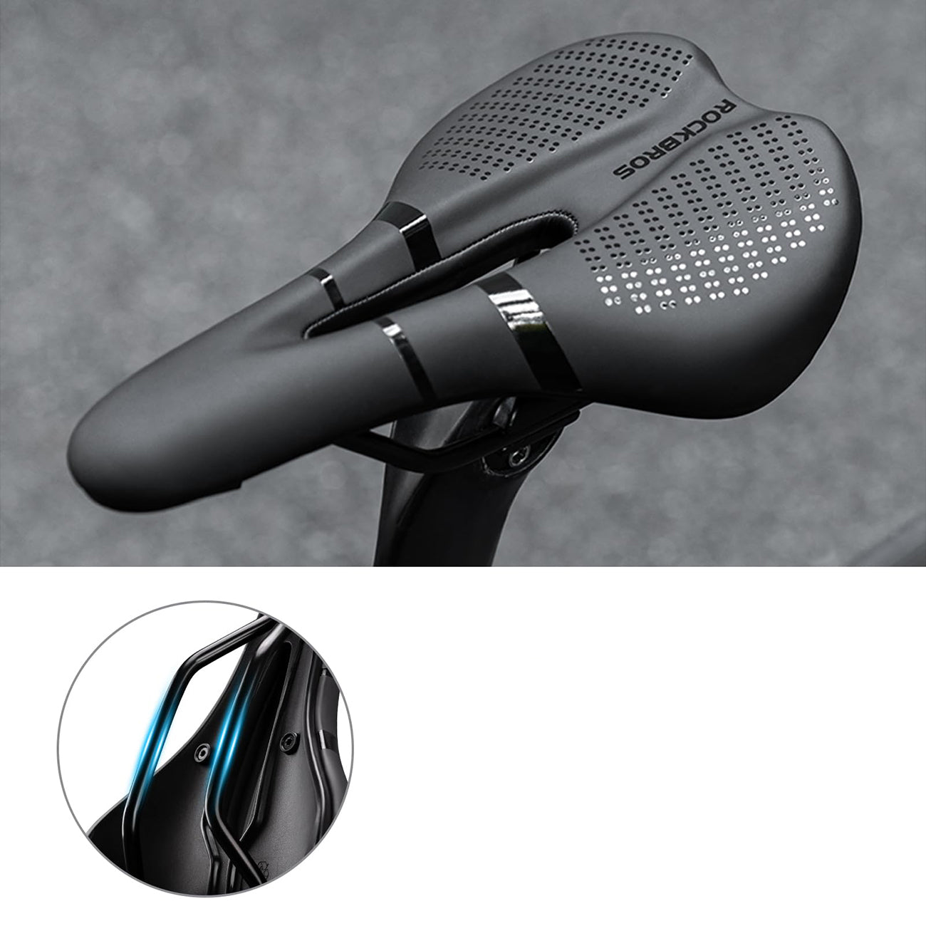 Rockbros 8182 miesto dviračio balna, patogus, anatominis - juodas -- Bicycle Saddles