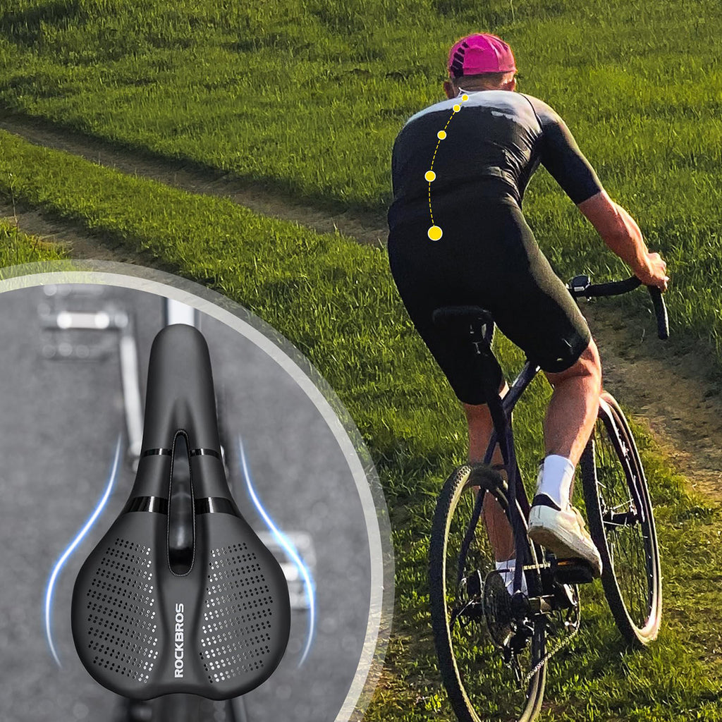 Rockbros 8182 miesto dviračio balna, patogus, anatominis - juodas -- Bicycle Saddles