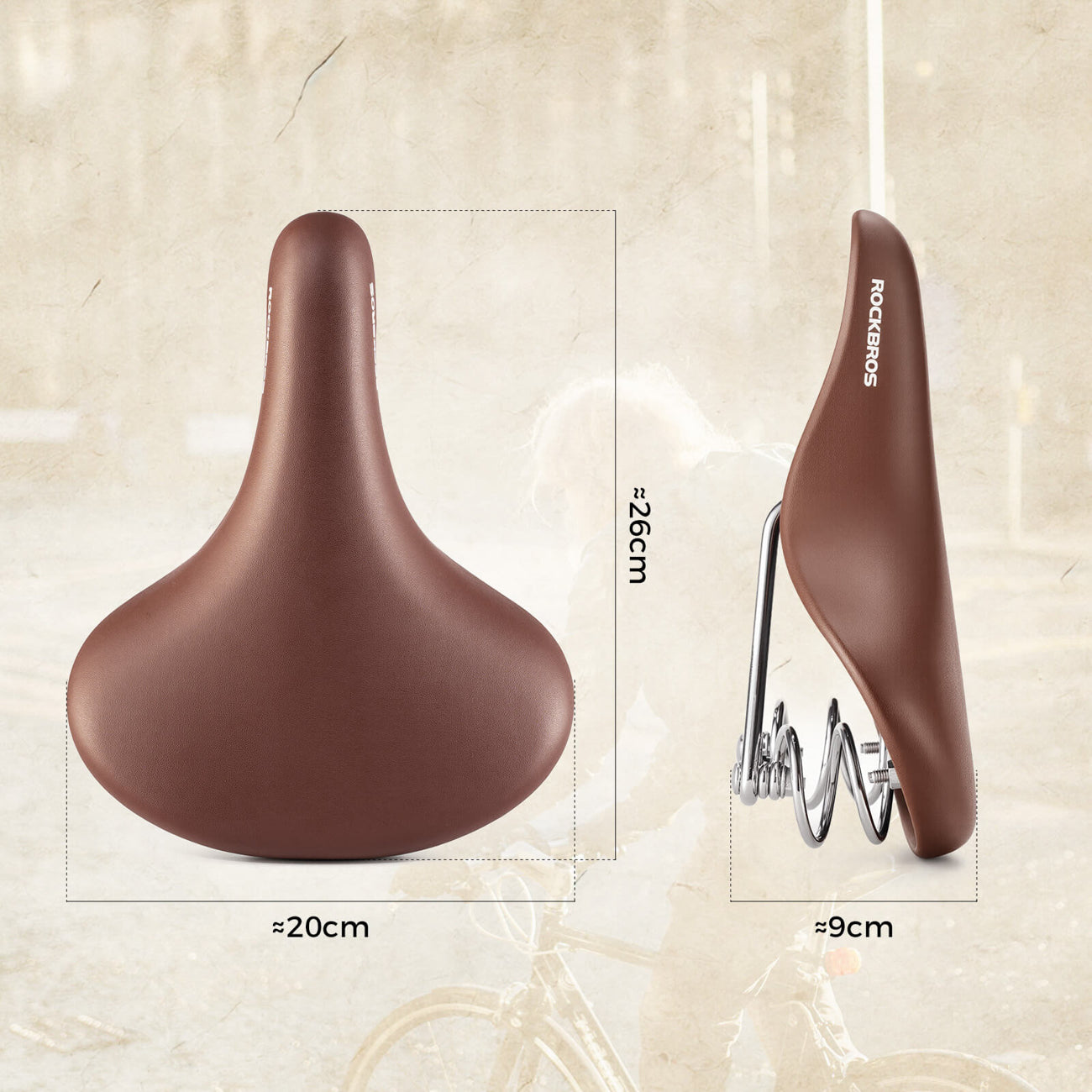 Rockbros 6800S retro patogus dviračio balna - ruda -- Bicycle Saddles
