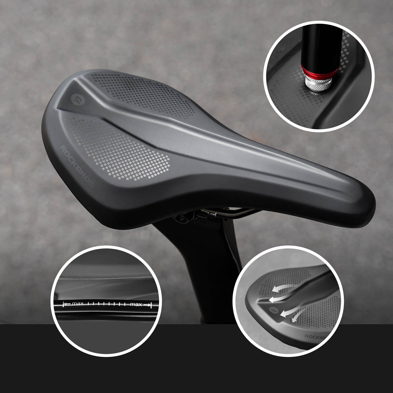 Rockbros B824 sportinis ergonomiškas dviračio balno - juodas -- Bicycle Saddles