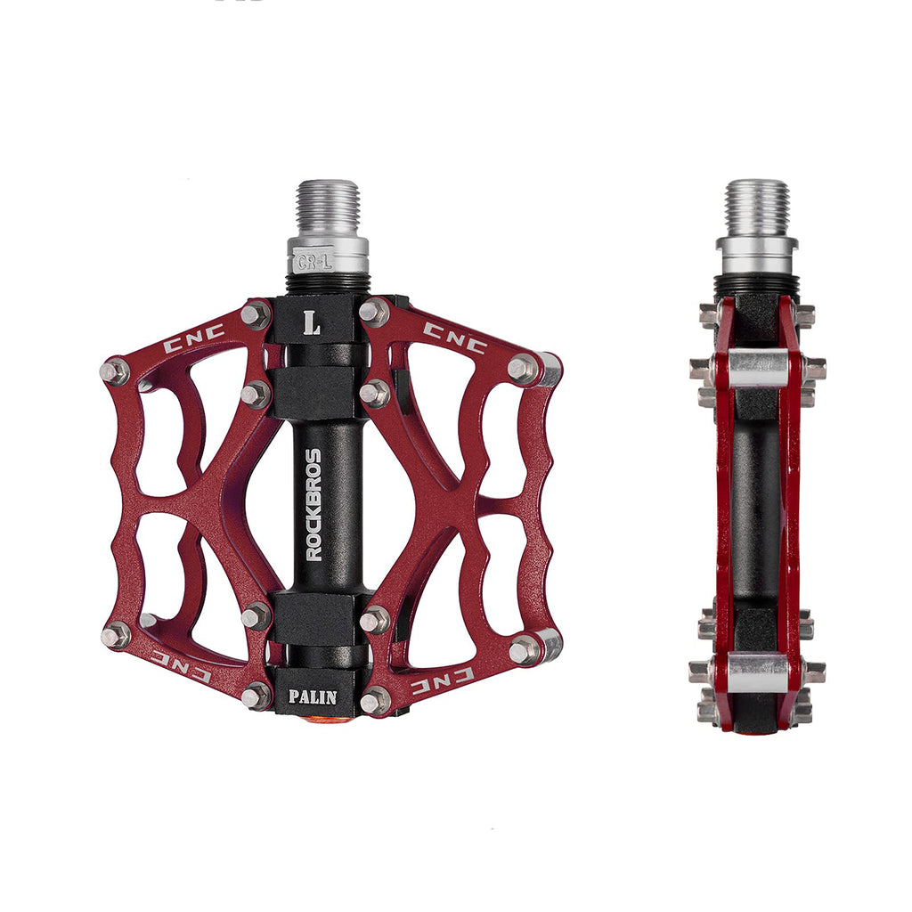 Rockbros JT201012LR 2010-12L Aliuminio platformos dviračio pedalai - raudoni -- Cycling Accessories