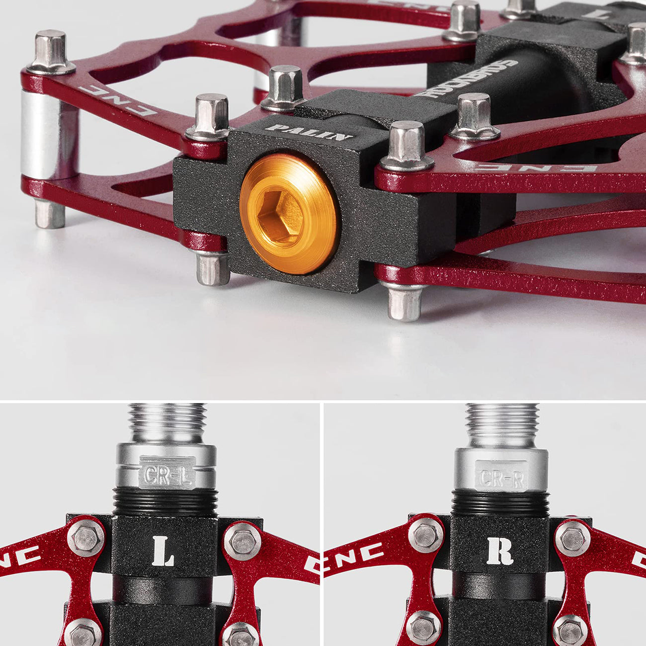 Rockbros JT201012LR 2010-12L Aliuminio platformos dviračio pedalai - raudoni -- Cycling Accessories