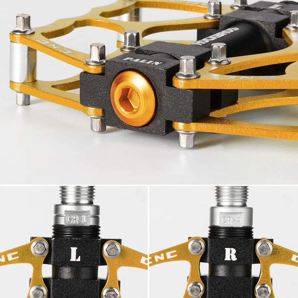 Rockbros JT201012LG 2010-12L Aliuminio platformos dviračio pedalai - auksiniai -- Cycling Accessories