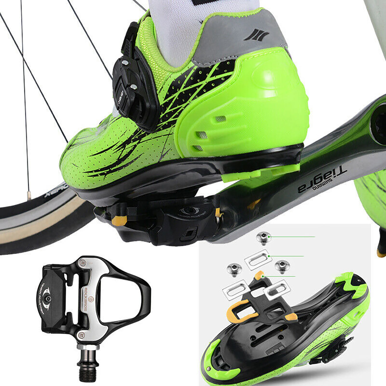 Rockbros LP-RD2BK SPD sistemos pedalų flekai - juoda -- Bicycle Cleats