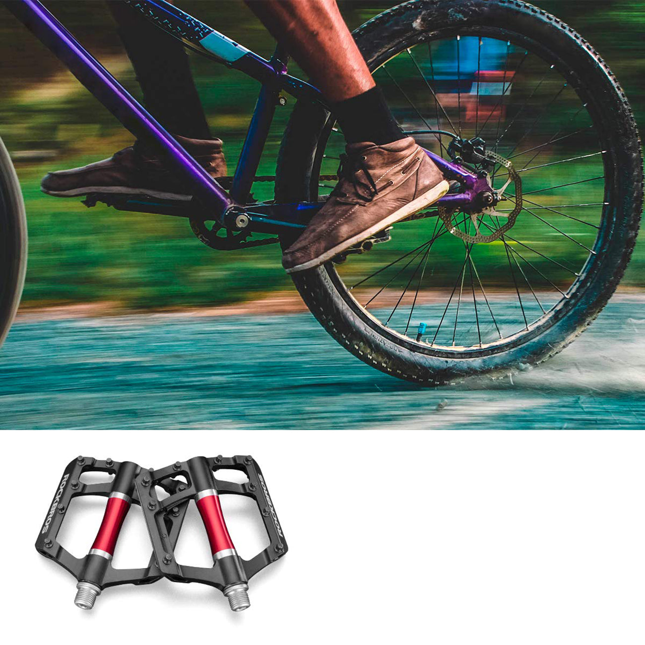 Rockbros 2020-12CBK Platforminiai aliuminio dviračio pedalai - juodas -- Cycling Accessories