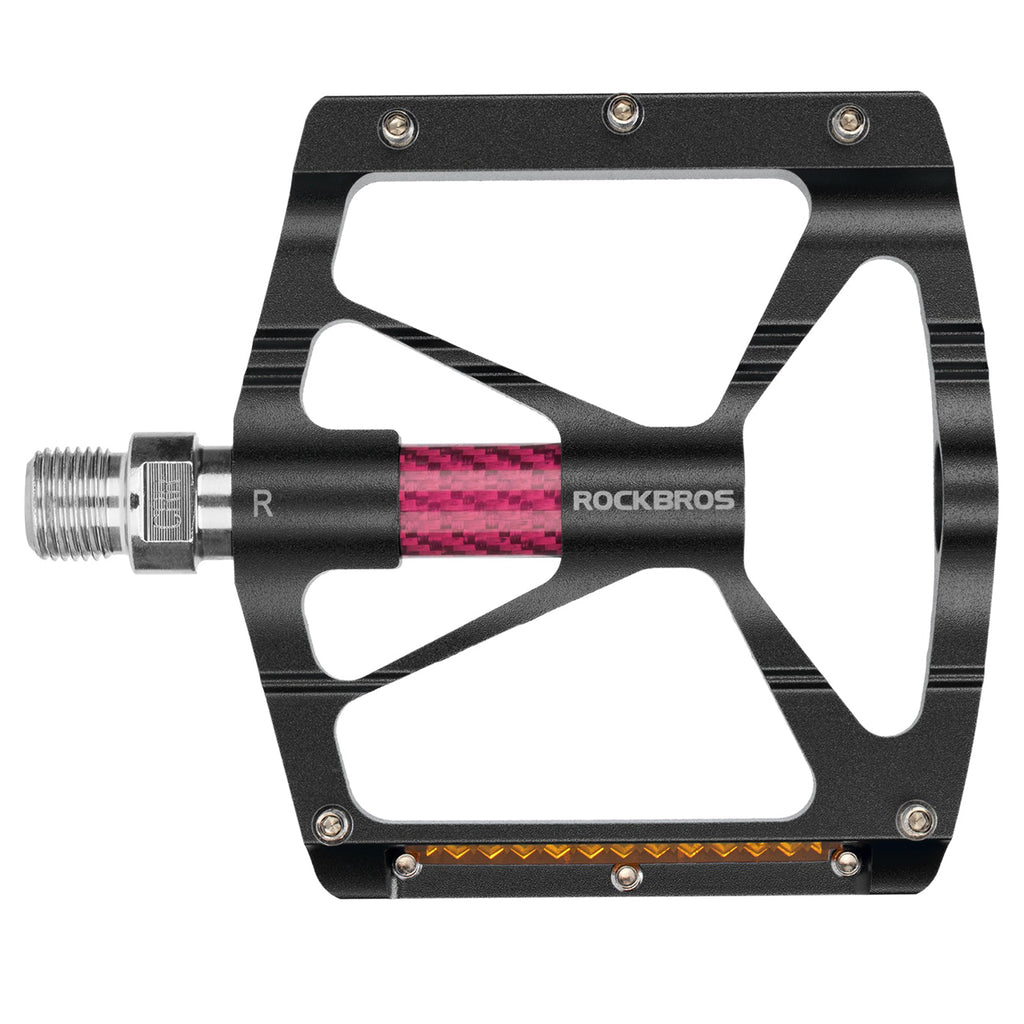 Rockbros K307PT aliuminio atspindintys platforminiai dviračio pedalai - Juodi -- Cycling Accessories