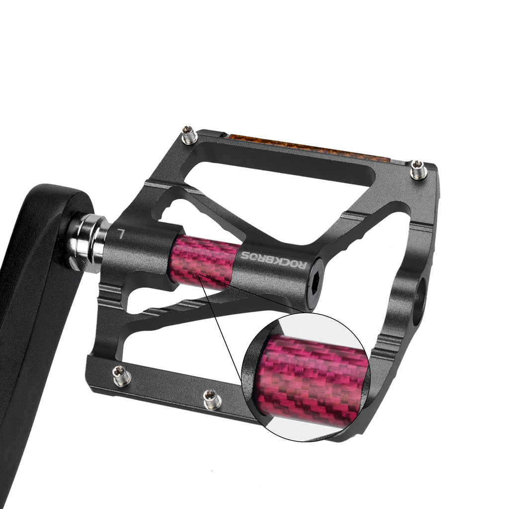 Rockbros K307PT aliuminio atspindintys platforminiai dviračio pedalai - Juodi -- Cycling Accessories