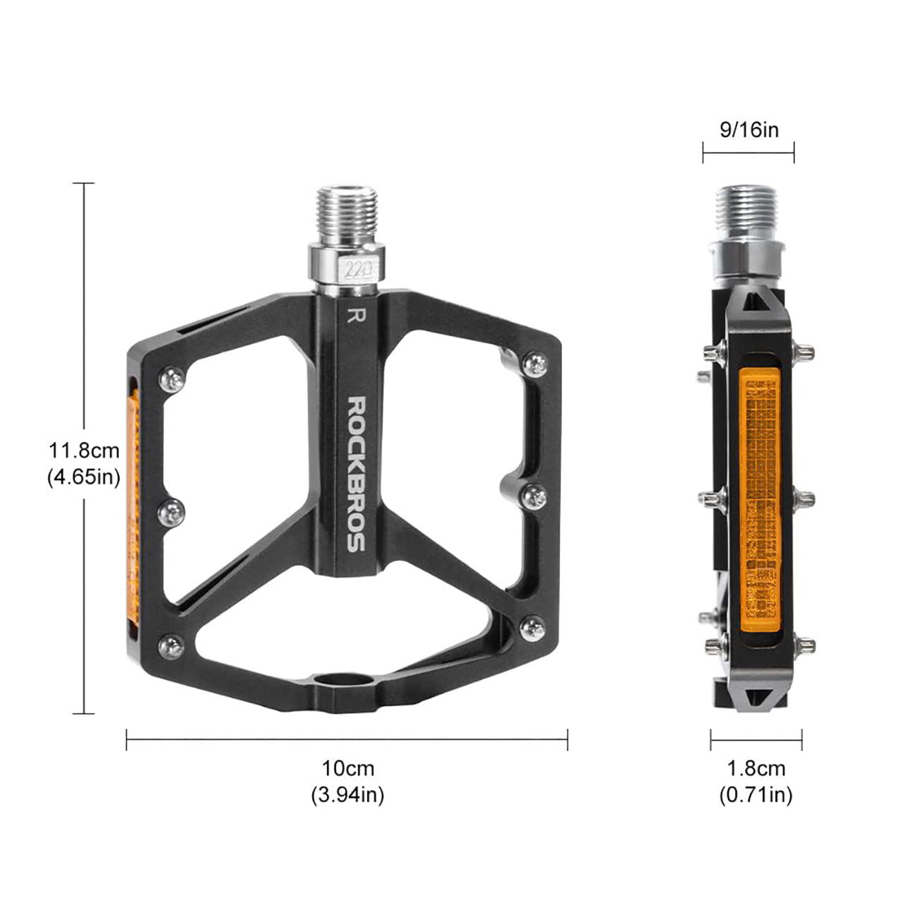 Rockbros K371 atspindintys aliuminio dviračio pedalai su sandariais guoliais - juodi -- Cycling Accessories
