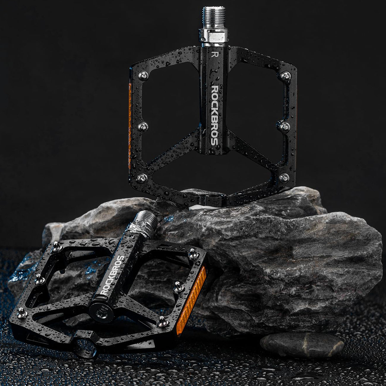 Rockbros K371 atspindintys aliuminio dviračio pedalai su sandariais guoliais - juodi -- Cycling Accessories