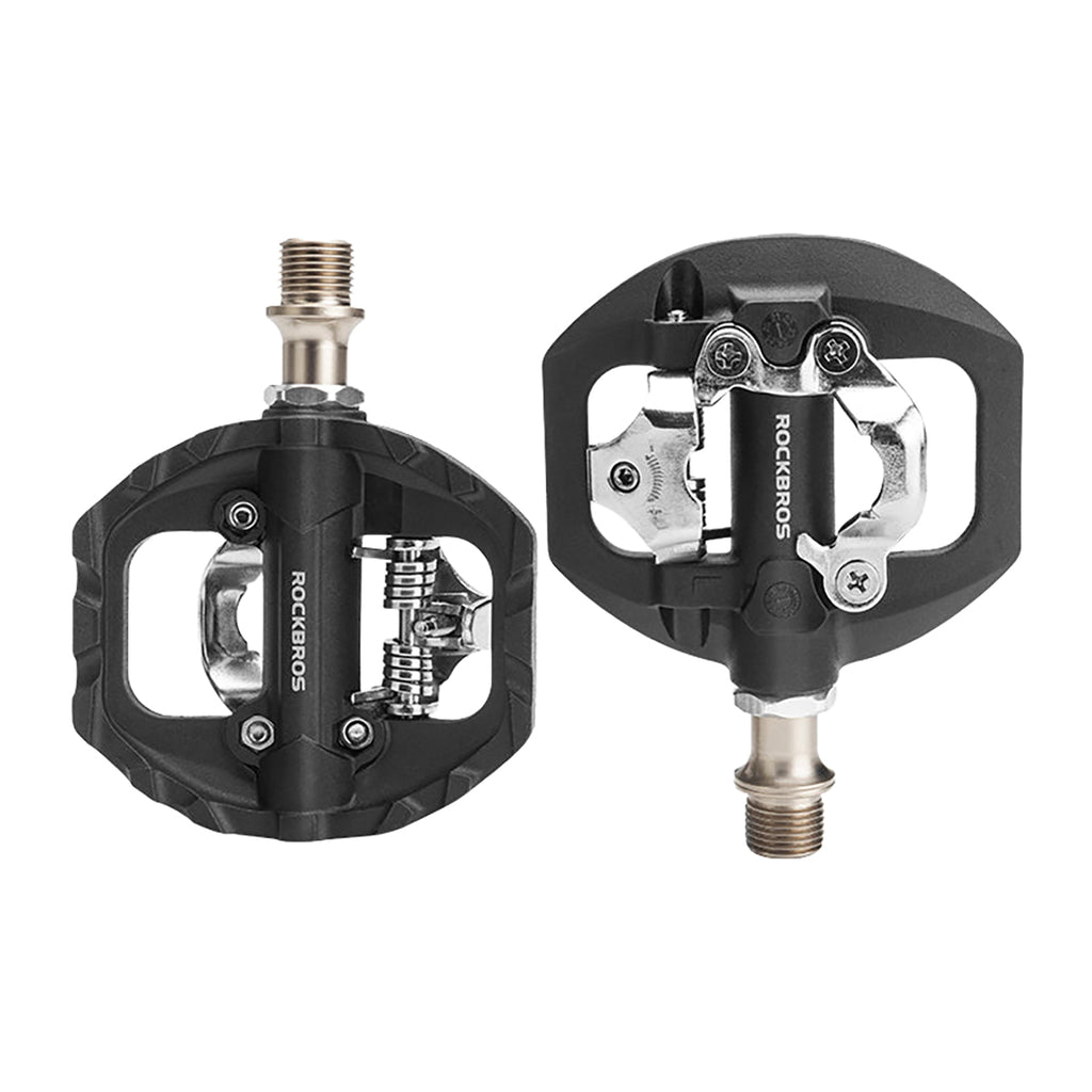 Rockbros M108 nailono pusiau užrakinami dvipusiai dviračio pedalai - juodi -- Bicycle Locks