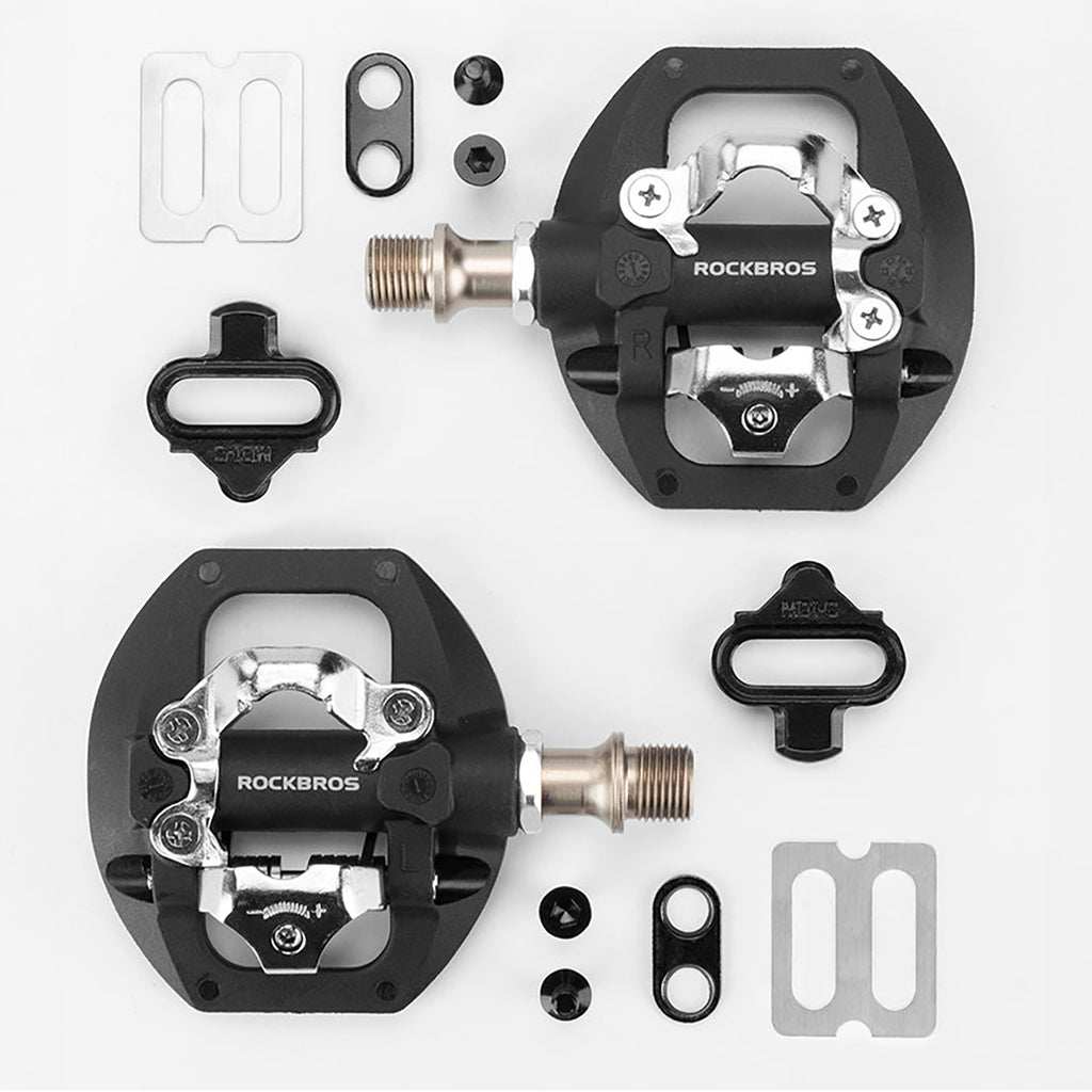 Rockbros M108 nailono pusiau užrakinami dvipusiai dviračio pedalai - juodi -- Bicycle Locks