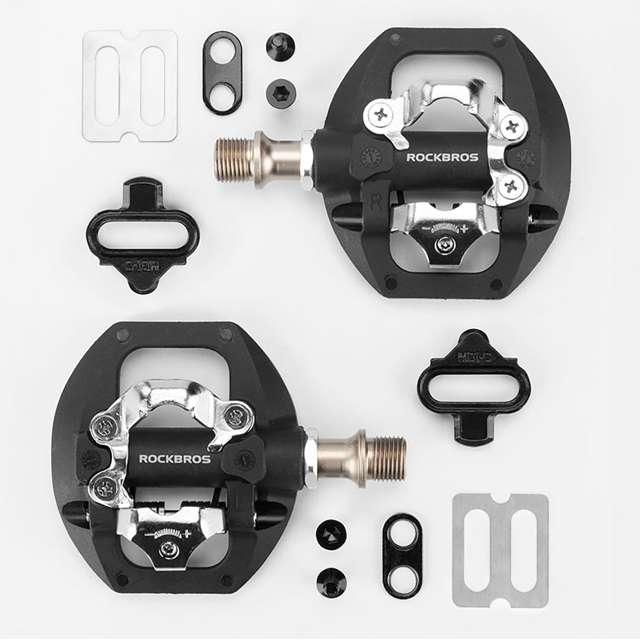 Rockbros M108 nailono pusiau užrakinami dvipusiai dviračio pedalai - juodi -- Bicycle Locks