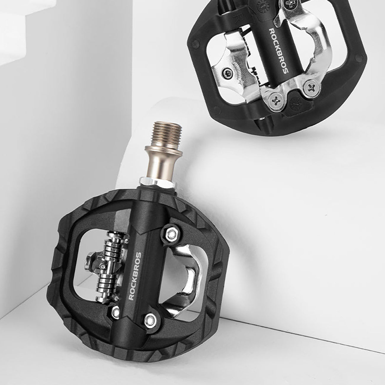 Rockbros M108 nailono pusiau užrakinami dvipusiai dviračio pedalai - juodi -- Bicycle Locks