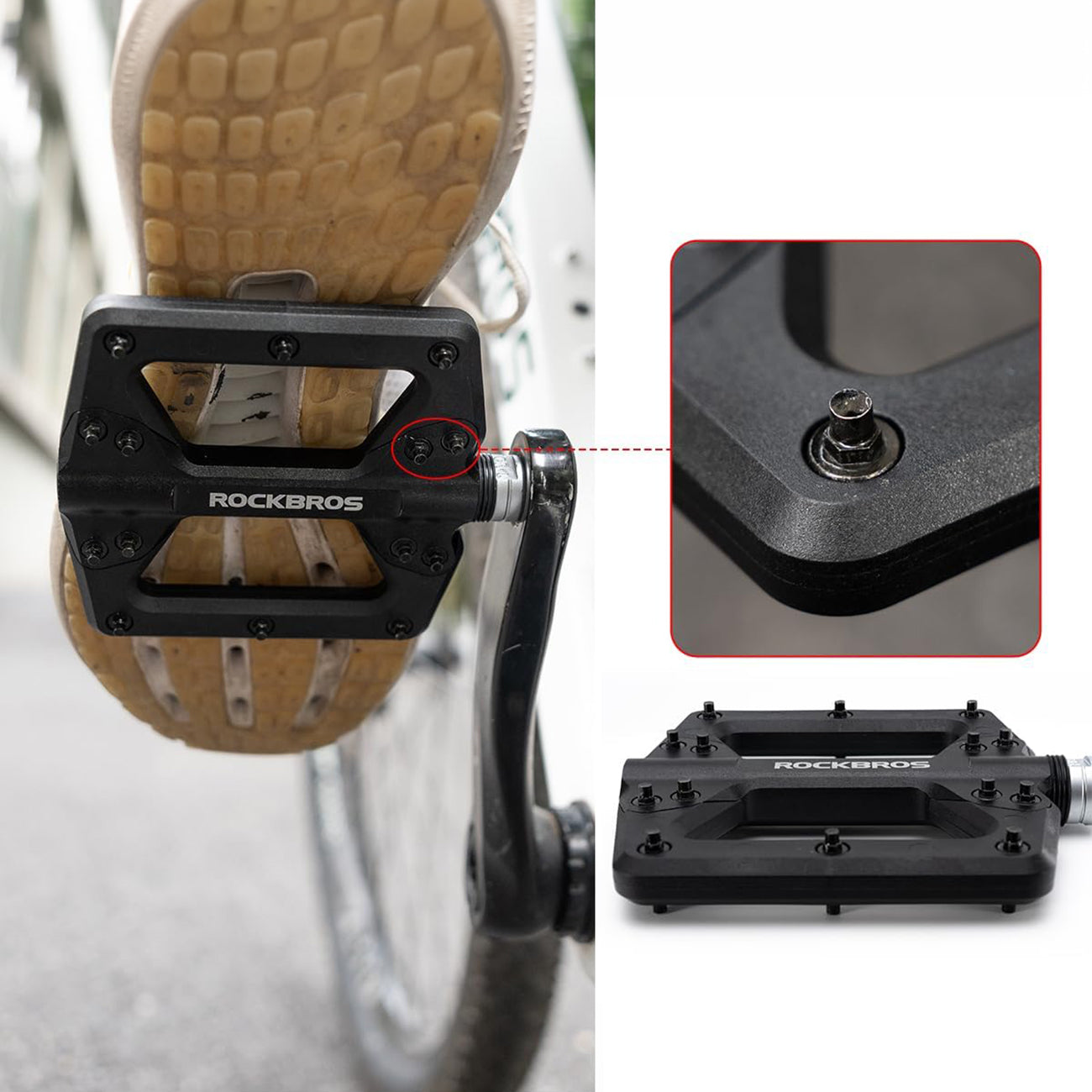 Rockbros 2022-12A nailono dviračio pedalai - juodi -- Cycling Accessories