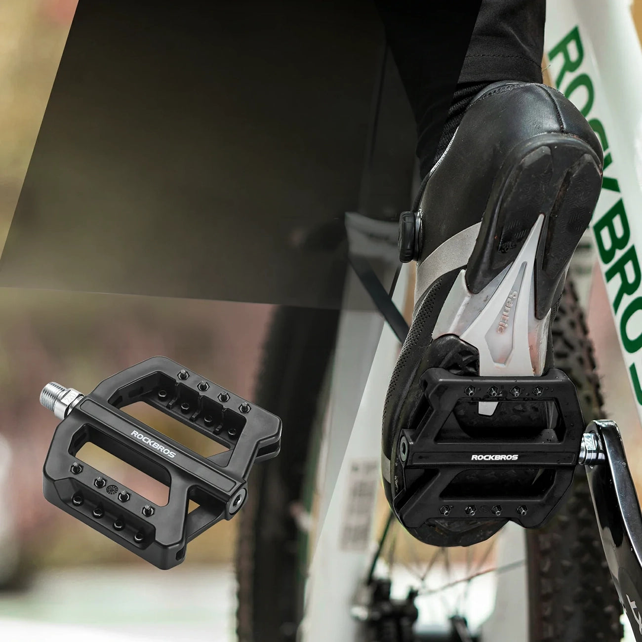 Rockbros RK01 nailono dviračio pedalai - juodi -- Cycling Accessories