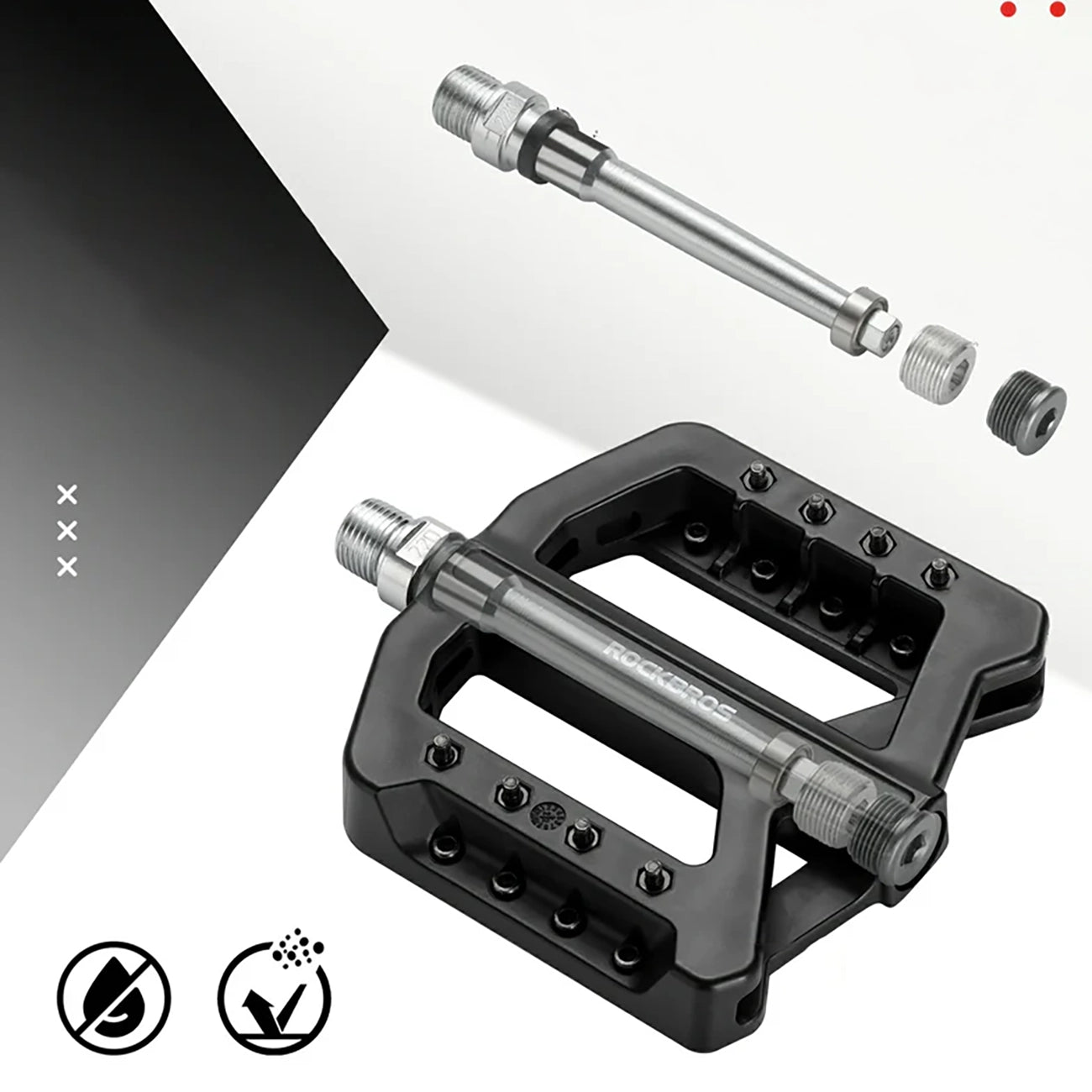 Rockbros RK01 nailono dviračio pedalai - juodi -- Cycling Accessories