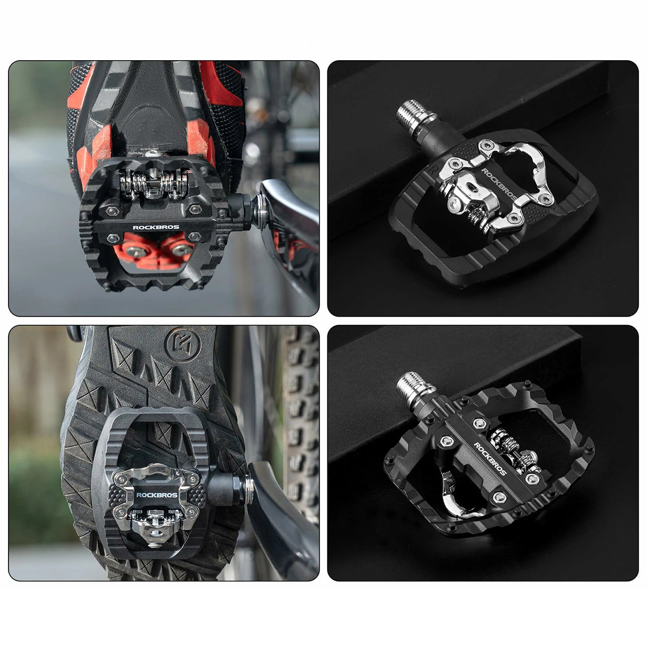 Rockbros PD303 pusiau užrakinami platformos dviračio pedalai - juodi -- Bicycle Locks