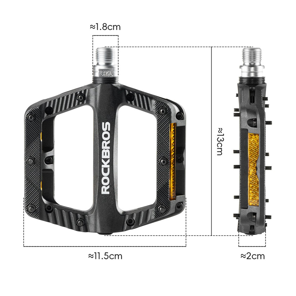 Rockbros BP2501 Atšvaitos Nailoniniai Dviračio Pedalai - Juodi -- Cycling Accessories