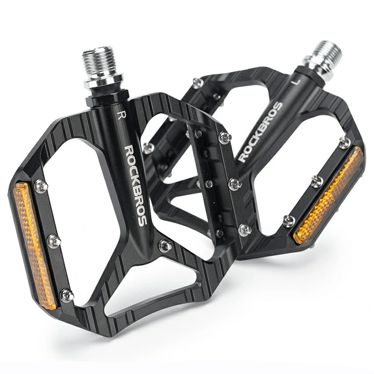 Rockbros C700 Atšvaitos Aliumininiai Platforminiai Dviračio Pedalai - Juodi -- Cycling Accessories