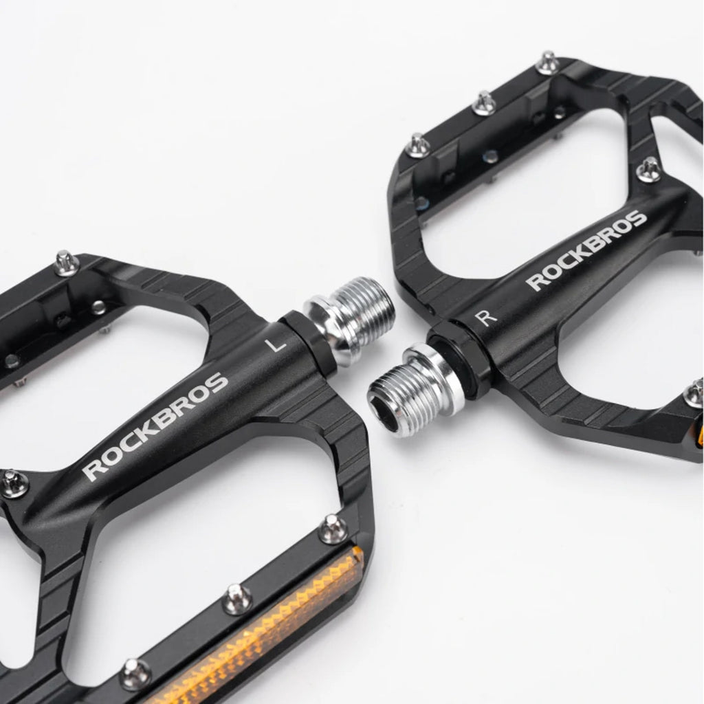 Rockbros C700 Atšvaitos Aliumininiai Platforminiai Dviračio Pedalai - Juodi -- Cycling Accessories