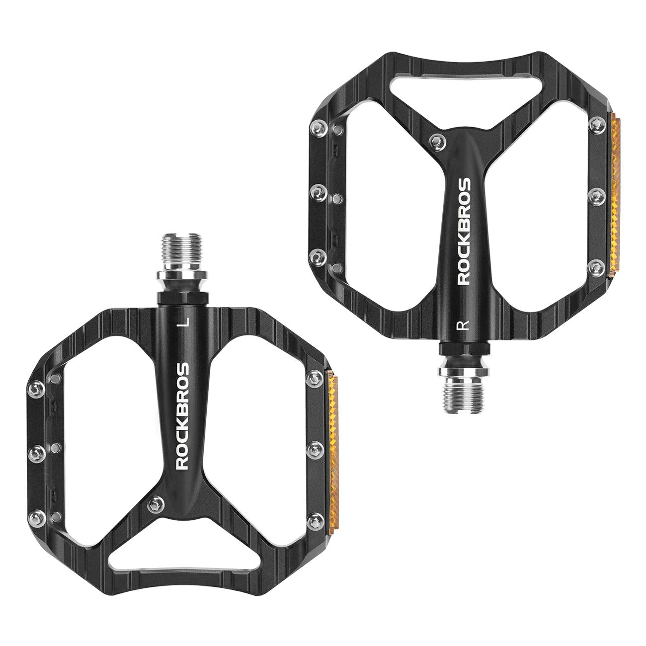 Rockbros C700 Atšvaitos Aliumininiai Platforminiai Dviračio Pedalai - Juodi -- Cycling Accessories
