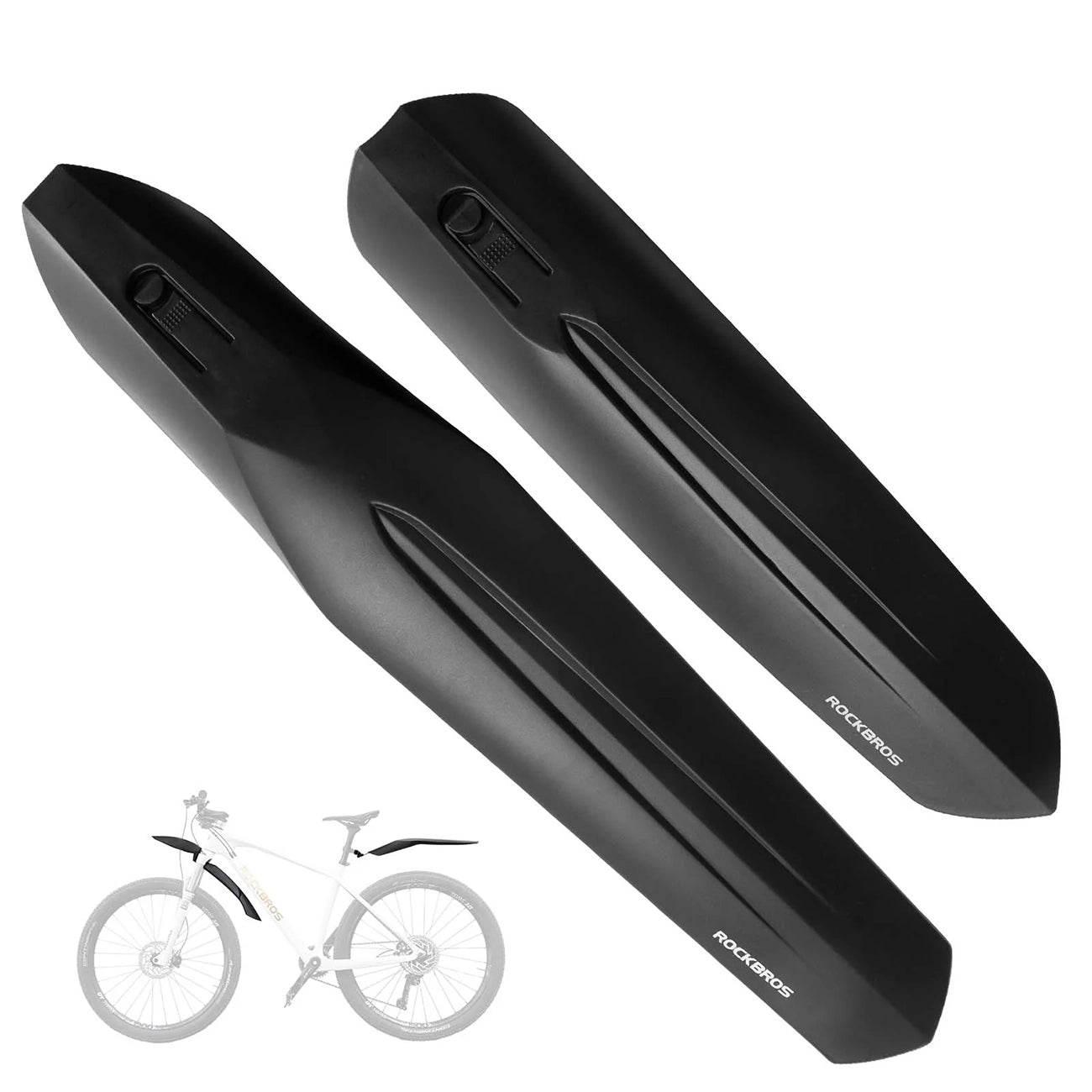 Rockbros FK-880 priekinės ir galinės dviračio blendžiai 24" dviračiams - juoda -- Bicycle Fenders