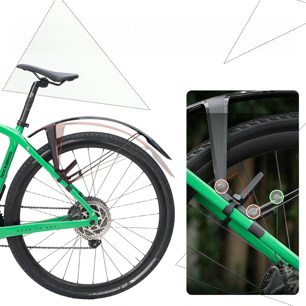 Rockbros FK-892 Off-Road reguliuojami dviračio blendžiai - juoda -- Bicycle Fenders