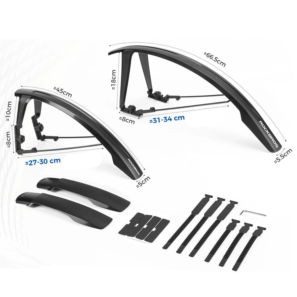 Rockbros FK-892 Off-Road reguliuojami dviračio blendžiai - juoda -- Bicycle Fenders