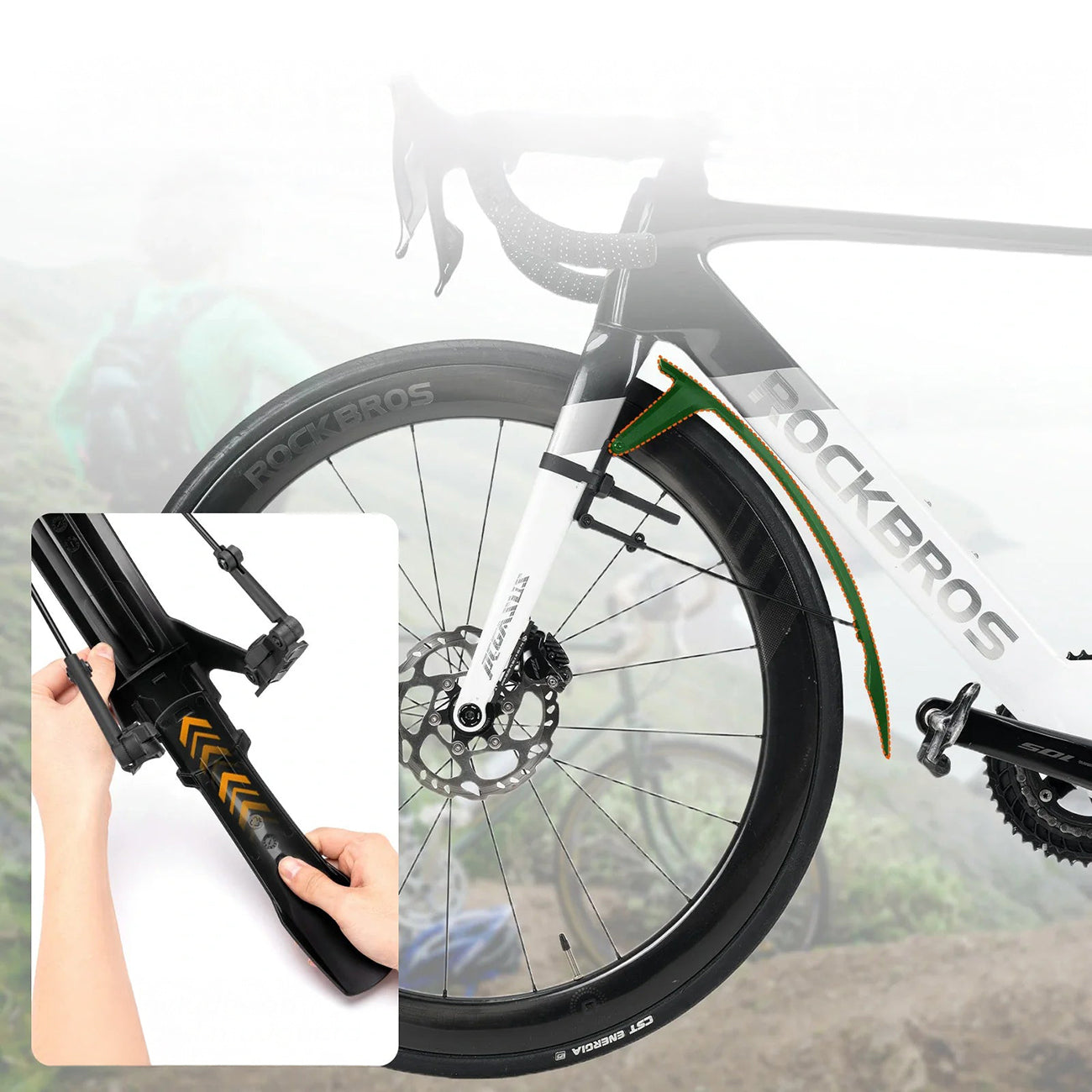 Rockbros FK-892 Off-Road reguliuojami dviračio blendžiai - juoda -- Bicycle Fenders