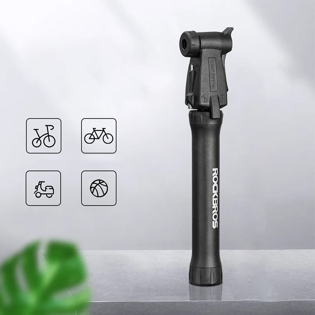 ROCKBROS TM-1701P 80 PSI Mini dviračio pompa Presta ir Schrader vožtuvams - juoda -- Bicycle Pumps