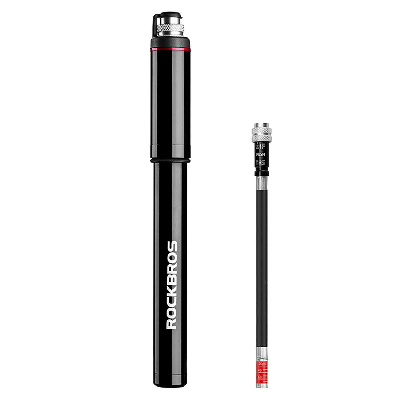 Rockbros SMART-B 150 PSI Mini dviračio pompa Presta ir Schrader vožtuvams - juoda -- Bicycle Pumps