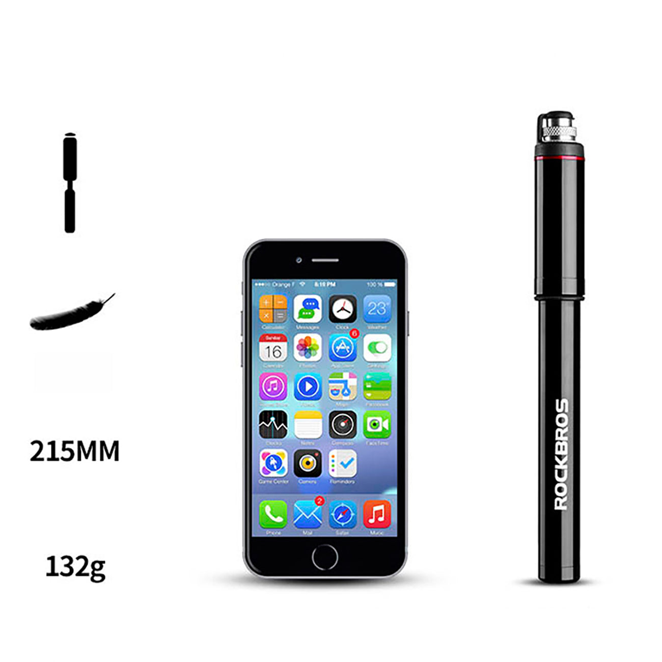 Rockbros SMART-B 150 PSI Mini dviračio pompa Presta ir Schrader vožtuvams - juoda -- Bicycle Pumps