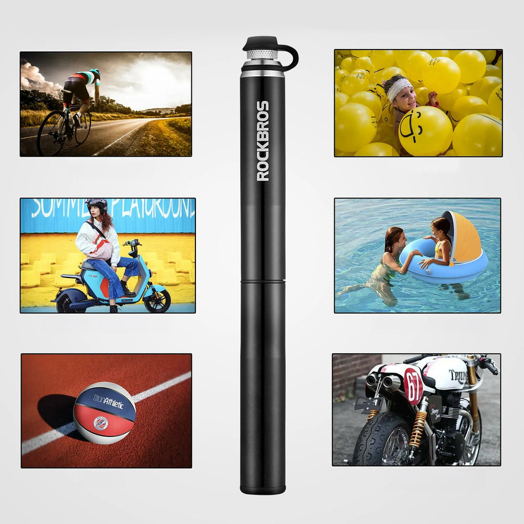 Rockbros JG-PB-004 lengva dviračio pompa su slėgio matuokliu - juoda -- Bicycle Pumps